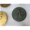 Image 8 : Qty 14 Medallions & Coins: Athletes, Cupid, Aloha State, Kennedy 1964, etc in Display Case 16"L