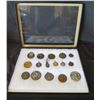 Image 1 : Qty 14 Medals & Coins: Athletes, Key Chain, Le Petit Marseillais, etc in Display Case 16"L
