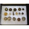 Image 2 : Qty 14 Medals & Coins: Athletes, Key Chain, Le Petit Marseillais, etc in Display Case 16"L
