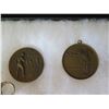 Image 8 : Qty 14 Medals & Coins: Athletes, Key Chain, Le Petit Marseillais, etc in Display Case 16"L