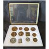 Image 1 : Qty 12 Medallions: Athletes, Jean Moulin, Olympics, etc in Display Case 16"L