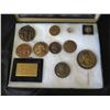 Image 2 : Qty 8 Coins, Jacques Cousteau Corkscrew & Square POEUR Consurso in Display Case 16"L