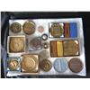 Image 11 : Qty 15 Medals & Coins: Bicentennial, Golden Land, 120 AET, Aloha State, etc in Display Case 16"L
