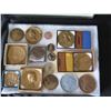 Image 2 : Qty 15 Medals & Coins: Bicentennial, Golden Land, 120 AET, Aloha State, etc in Display Case 16"L