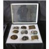 Image 1 : Qty 9 Belt Buckles: Camp Courageous, Running Strong for Indian Youth, etc in Display Case 16"L