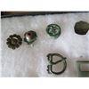 Image 3 : Multiple Rings, Pins, Brooches & Metal Pieces: Flowers, Nails, Stars, etc in Display Case 16"L