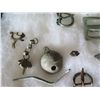 Image 4 : Multiple Rings, Pins, Brooches & Metal Pieces: Flowers, Nails, Stars, etc in Display Case 16"L