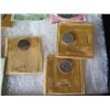 Image 13 : Multiple Coins in Paper Flips: Las Vegas, Wallace, San Francisco, Tax Token etc in Display Case 16"L