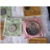 Image 14 : Multiple Coins in Paper Flips: Las Vegas, Wallace, San Francisco, Tax Token etc in Display Case 16"L