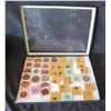 Image 1 : Multiple Coins in Paper Flips: Las Vegas, Wallace, San Francisco, Tax Token etc in Display Case 16"L