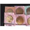 Image 3 : Multiple Coins in Paper Flips: Las Vegas, Wallace, San Francisco, Tax Token etc in Display Case 16"L