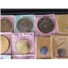 Image 8 : Multiple Coins in Paper Flips: Las Vegas, Wallace, San Francisco, Tax Token etc in Display Case 16"L