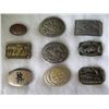 Image 2 : Qty 9 Belt Buckles: US Shooting Team, National Rodeo, Lawmen, etc in Display Case 16"L