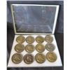Image 1 : Qty 12 Large Coins Comandant Jacques Yves Cousteau La Calypso in Display Case 16"L