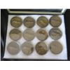 Image 7 : Qty 12 Large Coins Comandant Jacques Yves Cousteau La Calypso in Display Case 16"L