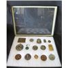 Image 1 : Qty 15 Medals & Coins: Olympics, La Vallee du Rhone, Athletes, etc in Display Case 16"L