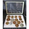 Image 1 : Qty 15 Medals & Coins: First National Bank, Hockey, Presidents, etc in Display Case 16"L
