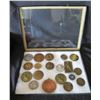 Image 1 : Qty Approx. 19 Coins & Medals: Carpeaux, Bear, Civil War, Aloha State, etc in Display Case 16"L