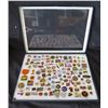 Image 1 : Multiple Pins & Medals: Flags, Ribbons, Cartoon Characters, Playboy, etc in Display Case 16"L
