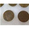 Image 14 : Qty 7 Medals & Coins: Jean Moulin Resistance, Petanque, etc, in Display Case 16"L