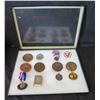 Image 1 : Qty Approx. 12 Medals & Coins: Sports, Petanque, etc in Display Case 16"L