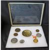 Image 1 : Qty  8 Medals & Coins: Sports, Petanque, Bourgogne, Indiv, etc in Display Case 16"L