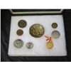 Image 2 : Qty  8 Medals & Coins: Sports, Petanque, Bourgogne, Indiv, etc in Display Case 16"L