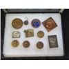 Image 2 : Qty 11 Medals & Coins: Petanque, La Vallee du Rhone, Key Chain, etc in Display Case 16"L