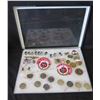 Image 1 : Multiple Military Pins & Medals ARRL AOC TELLG. Milit in Display Case 16"L