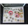 Image 2 : Multiple Military Pins & Medals ARRL AOC TELLG. Milit in Display Case 16"L