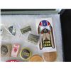 Image 8 : Multiple Military Pins & Medals ARRL AOC TELLG. Milit in Display Case 16"L