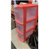 Image 3 : OVER DOOR COAT HANGERS, 3 DRAWER STERILITE ORGANIZER AND PLASTIC BIN