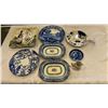 Image 1 : COLLECTABLE CHINA, 2 COPELAND SPODE PLATES, LIMOGES CREAM, PLATE STANDS AND SMALL WOOD STANDS