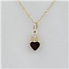 Image 1 : 14KT. YELLOW GOLD 5MM X 5MM NATURAL GARNET HEART PENDANT WITH STERLING CHAIN, 0.56CTS, W/A $730.00