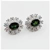 Image 3 : NEW STERLING SILVER 8.17MM X 5.96MM GENUINE CHROME DIOPSIDE (2.62CTS) & CZ EARRINGS, W/A $955.00