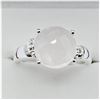 Image 1 : STERLING SILVER 10MM X 10MM NATURAL ROSE QUARTZ (2.85CTS) & WHITE SAPPHIRE COCKTAIL RING, SIZE 7, W/