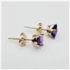 Image 3 : 14KT. YELLOW GOLD 4MM X 4MM NATURAL AMETHYST EARRINGS, 0.60CTS, W/A $635.00