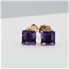 Image 4 : 14KT. YELLOW GOLD 4MM X 4MM NATURAL AMETHYST EARRINGS, 0.60CTS, W/A $635.00