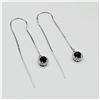 Image 3 : STERLING SILVER 4.8MM X 4.8MM NATURAL SAPPHIRE (0.84CTS) & CZ EARRINGS, W/A $705.00