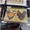 Image 4 : 2 JENNIFER GARANT PRINTS WITH TILE SERVING TRAY AND GLASS PLACEMAT