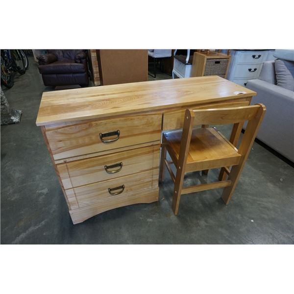 4 DRAWER MAPLE DESK WITH CHAIR