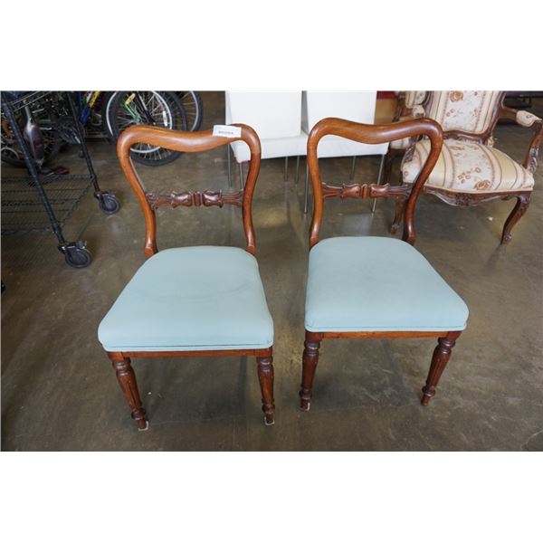 2 ANTIQUE WOOD FRAMED CHAIRS