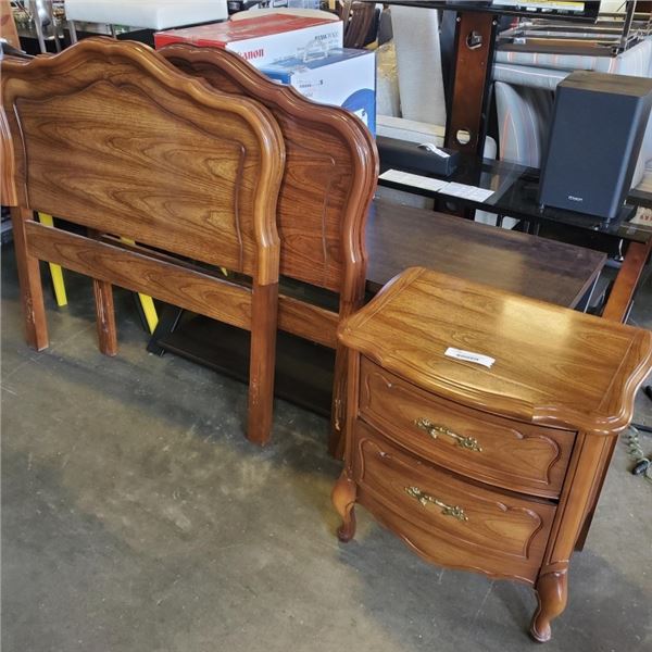QUEEN ANNE NIGHTSTAND AND 2 SINGLE SIZE HEADBOARDS