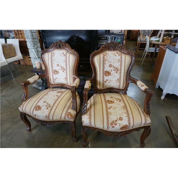 PAIR OF VINTAGE WOOD FRAMED CHAIRS