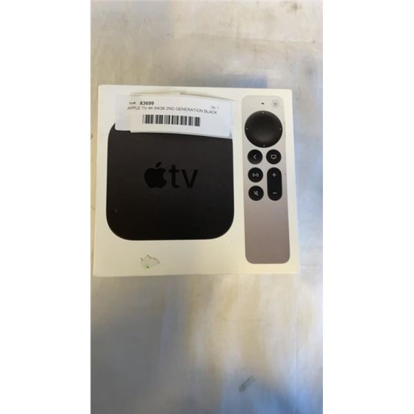 APPLE TV 4K 64GB 2ND GENERATION BLACK MODEL MXH02CL/A - TESTED WORKING, RETAIL $249