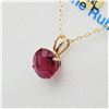 Image 4 : 10KT. YELLOW GOLD 8MM X 8MM NATURAL ENHANCED RUBY SOLITAIRE PENDANT WITH STERLING CHAIN, 2.65CTS, W/