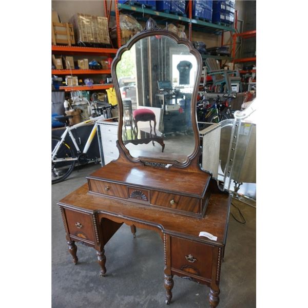 ANTIQUE VANITY DRESSER WITH MIRROR