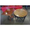 Image 1 : WOOD PEDESTAL ENDTABLE AND INDUSTRIAL STYLE ENDTABLE