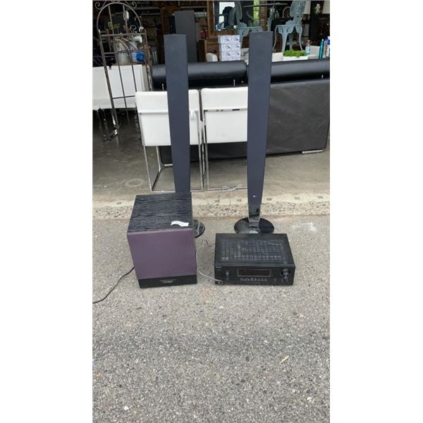 SONY RECEIVER STR-DH500 WITH LG FLOOR SPEAKERS AND PRECISION AUDIO SUBWOOFER
