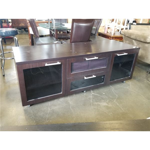 MODERN GLASS DOOR MEDIA STAND
